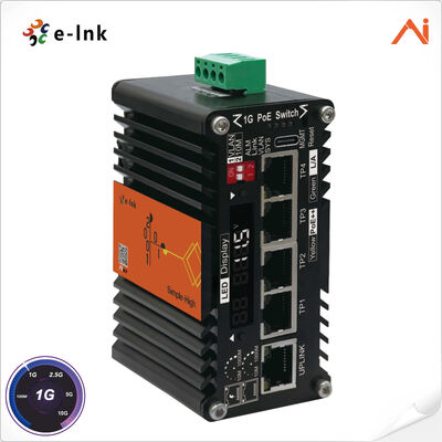quality 4-Port 10/100/1000Base-T IEEE802.3bt PoE++ 60W to 1-Port 10/100/1000Base-T Uplink Mini Industrial AI Smart Managed PoE++ Ethernet Switch with Voltage Booster System factory