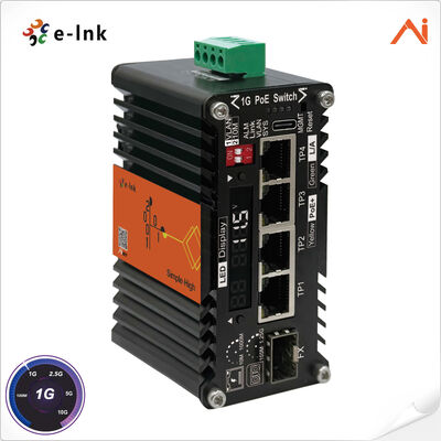 quality 4-Port 10/100/1000Base-T IEEE802.3at PoE+ 30W to 1-Port 100/1000BASE-X 
Mini Industrial AI Smart Managed PoE+ Ethernet Switch with Voltage Booster factory