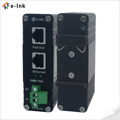 DIN Rail Industrial 802.3at 30W Gigabit PoE Injector Adapter 12~48V DC Power Booster factory price